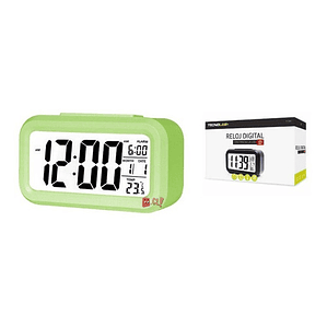 Reloj Despertador Pantalla Lcd Fecha Y Calendario Verde - Ps