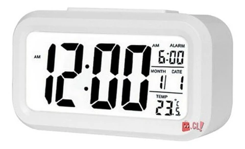 Reloj Despertador Lcd Fecha Y Calendario Blanco - PS