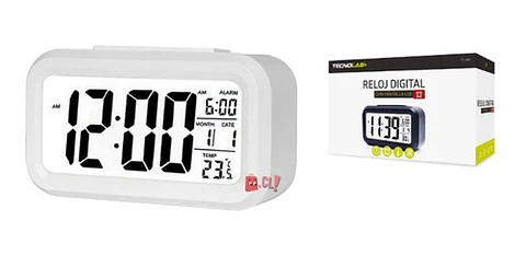 Reloj Despertador Lcd Fecha Y Calendario Blanco - PS