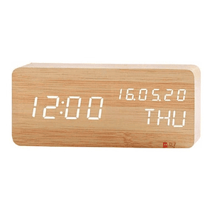 Reloj Despertador De Madera Con Pantalla Digital - Ps