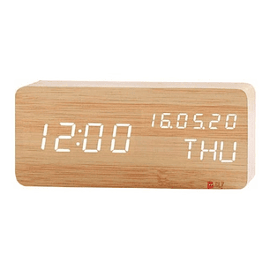 Reloj Despertador De Madera Con Pantalla Digital - Ps