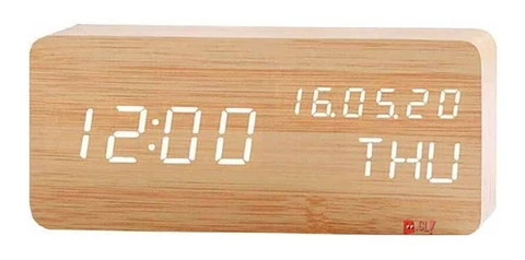 Reloj Despertador De Madera Con Pantalla Digital - Ps