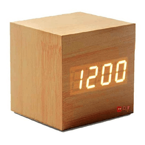 Reloj Despertador Cubo De Madera Digital Pantalla Led - Ps