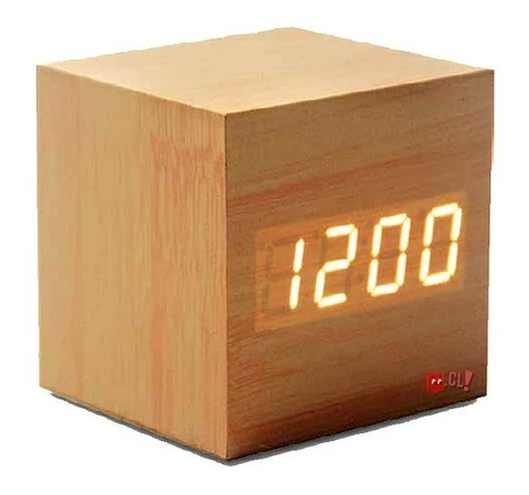 Reloj Despertador Cubo De Madera Digital Pantalla Led - Ps