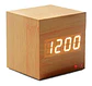 Reloj Despertador Cubo De Madera Digital Pantalla Led - Ps - Miniatura 1
