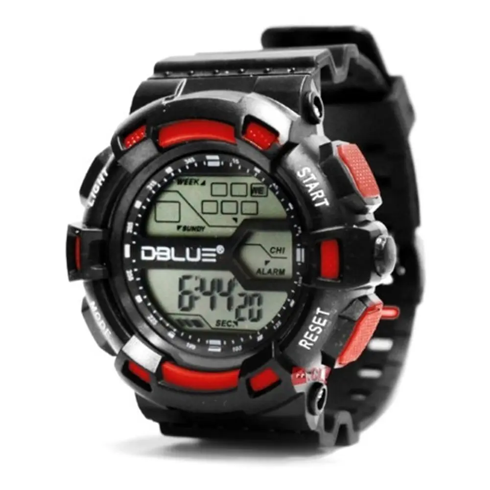 Reloj Deportivo Digital Sumergible 30mts Color Rojo - Ps 1