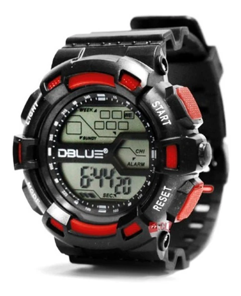 Reloj Deportivo Digital Sumergible 30mts Color Rojo - Ps