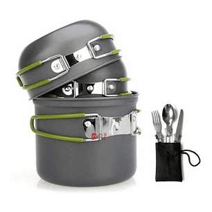 Set Ollas Para Camping De 11 Piezas Con Cocinilla - Ps