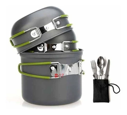 Set Ollas Para Camping De 11 Piezas Con Cocinilla - Ps