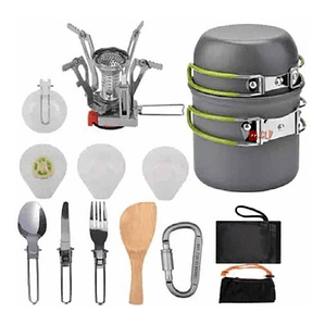 Set Ollas Para Camping De 11 Piezas Con Cocinilla - Ps