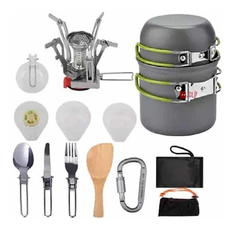 Set Ollas Para Camping De 11 Piezas Con Cocinilla - Ps