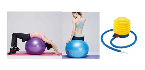Pelota Balón Para Yoga O Pilates Con Inflador Morado - Ps