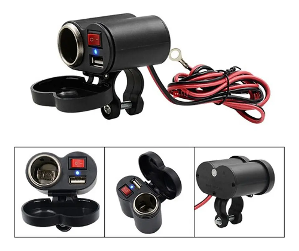 Cargador Usb Y Encendedor Para Motos Conexión 12v - Ps 3
