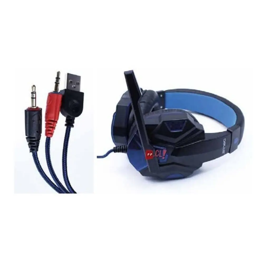 Audífonos Gamer Con Led Azul Conector 3,5mm Audio Y Mic - Ps 2