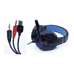 Audífonos Gamer Con Led Azul Conector 3,5mm Audio Y Mic - Ps