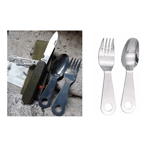 Set De Navaja Camping Con Cuchara Y Tenedor - Ps