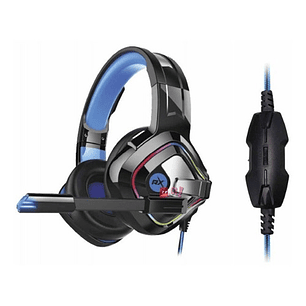 Audífonos Gamer Conector 3,5mm Doble Y Usb Led Azul - Ps