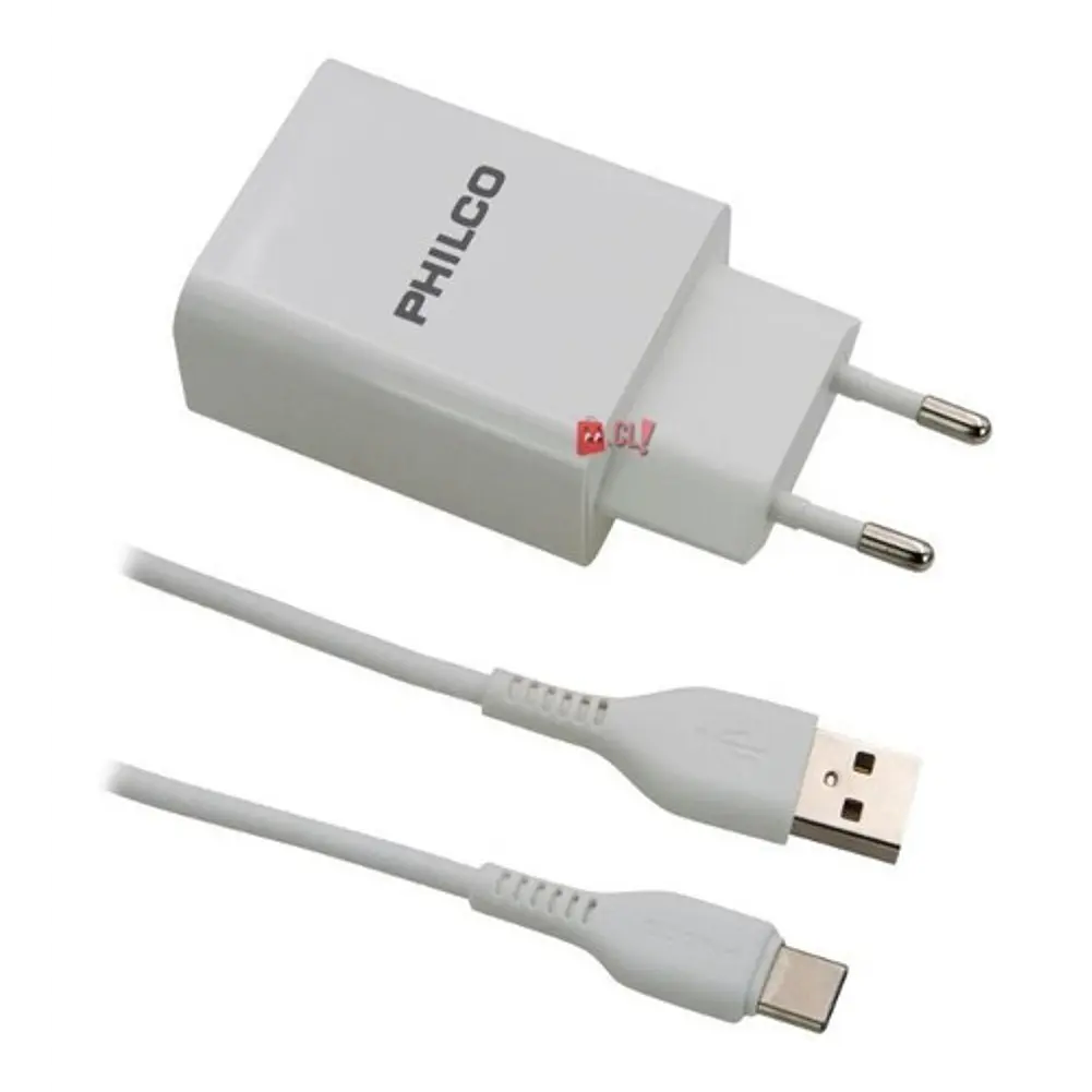 Cargador Doble Usb Carga Rápida + Cable Tipo C Blanco - Ps 2