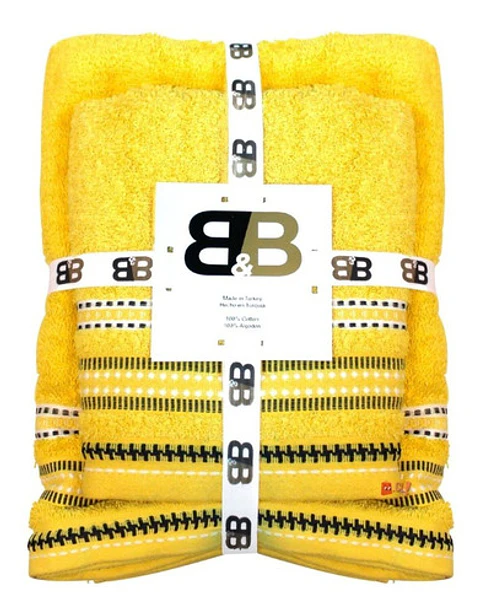 Juego De Dos Toallas Turcas Amarillo/diseño B&b Kitchen - Ps