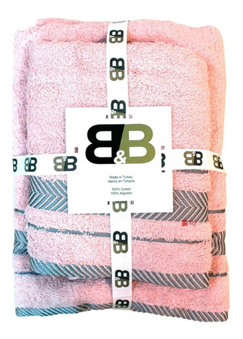 Juego De Dos Toallas Turcas Rosado/diseño B&b Kitchen - Ps