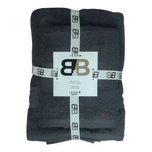 Juego De Dos Toallas Turcas Gris Grafito B&b Kitchen - Ps