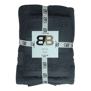 Juego De Dos Toallas Turcas Gris Grafito B&b Kitchen - Ps