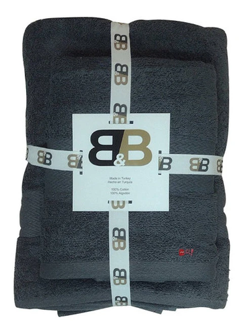 Juego De Dos Toallas Turcas Gris Grafito B&b Kitchen - Ps