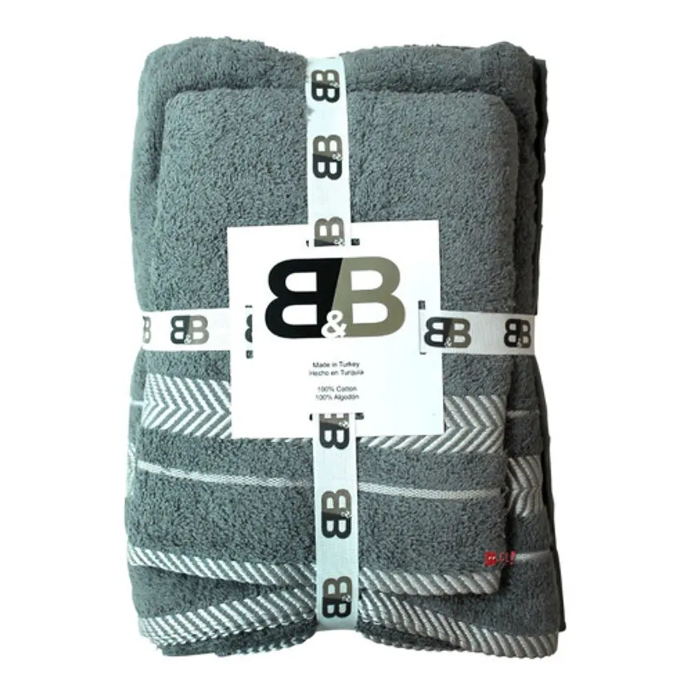 Juego De Dos Toallas Turcas Gris/blanco B&b Kitchen - Ps 1