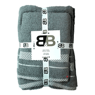 Juego De Dos Toallas Turcas Gris/blanco B&b Kitchen - Ps