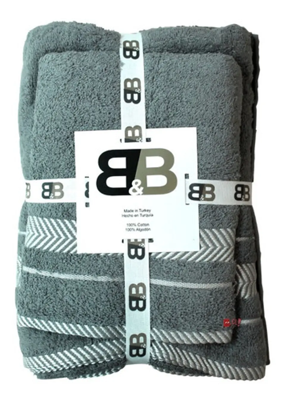 Juego De Dos Toallas Turcas Gris/blanco B&b Kitchen - Ps 1