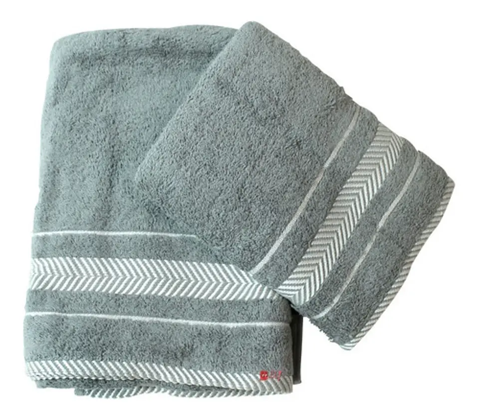 Juego De Dos Toallas Turcas Gris/blanco B&b Kitchen - Ps 2