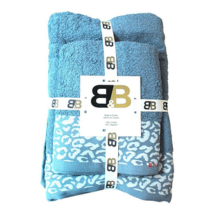 Juego De Dos Toallas Turcas Azul/diseño B&b Kitchen - Ps