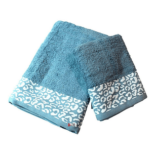 Juego De Dos Toallas Turcas Azul/diseño B&b Kitchen - Ps