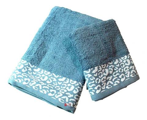 Juego De Dos Toallas Turcas Azul/diseño B&b Kitchen - Ps