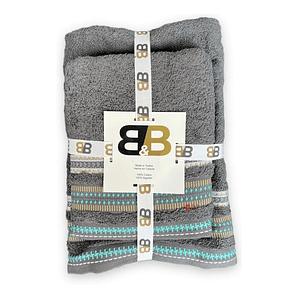 Juego De Dos Toallas Turcas Gris/diseño B&b Kitchen - Ps
