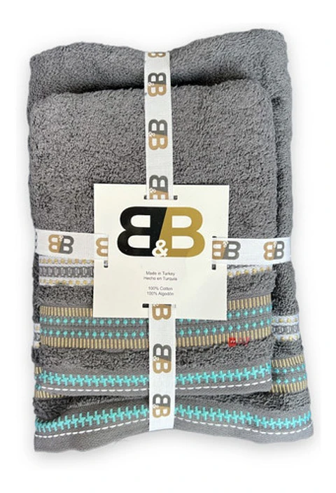 Juego De Dos Toallas Turcas Gris/diseño B&b Kitchen - Ps