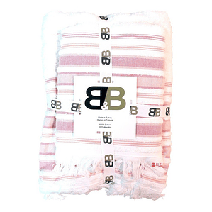Juego De Dos Toallas Turcas Rosa/blanco B&b Kitchen - Ps