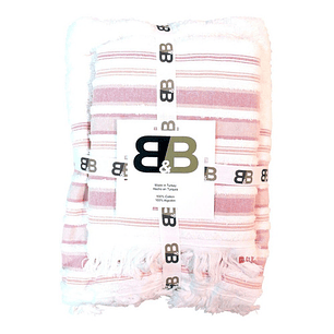 Juego De Dos Toallas Turcas Rosa/blanco B&b Kitchen - Ps