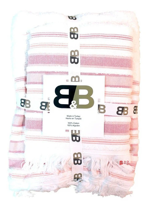 Juego De Dos Toallas Turcas Rosa/blanco B&b Kitchen - Ps