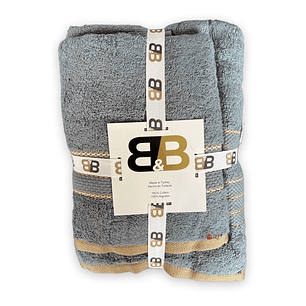 Juego De Dos Toallas Turcas Gris/diseño B&b Kitchen - Ps