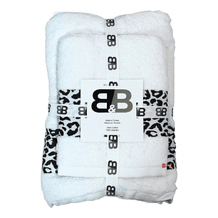 Juego De Dos Toallas Turcas Blanco/diseño B&b Kitchen - Ps