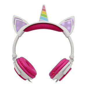 Audífonos Unicornio Niños Rainbows Sound Led Rosado - Ps