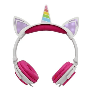 Audífonos Unicornio Niños Rainbows Sound Led Rosado - Ps
