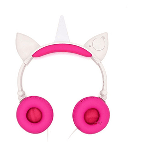 Audífonos Unicornio Niños Rainbows Sound Led Rosado - Ps