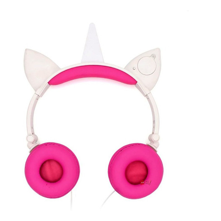 Audífonos Unicornio Niños Rainbows Sound Led Rosado - Ps 2