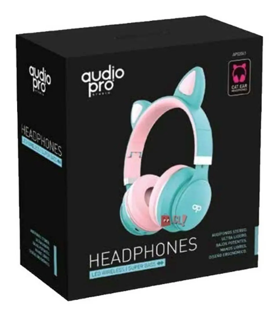 Audífonos Para Niños Bluetooh Con Orejas Led Color Rojo - Ps 2