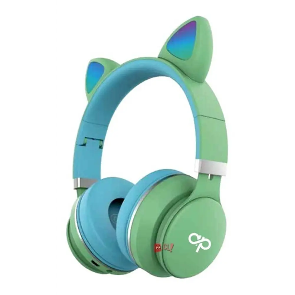 Audífonos Para Niños Bluetooh Con Orejas Led Verde - Ps 1