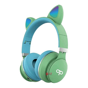 Audífonos Para Niños Bluetooh Con Orejas Led Verde - Ps