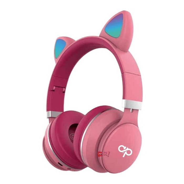 Audífonos Para Niños Bluetooh Con Orejas Led Rosado - Ps 1