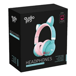 Audífonos Para Niños Bluetooh Con Orejas Led Rosado - Ps